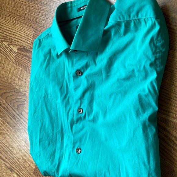 ❤️5/$13Express 1MX aqua dress shirt - Picture 6 of 7